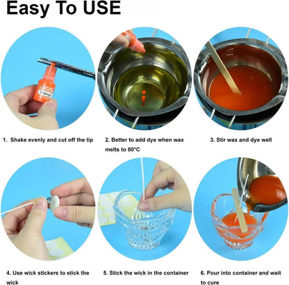 Pack of 24 Colours Candle Dye for Soy Wax - Premium 10ml Liquid Candle Colour Dye for Crafting and Home Decor - Oil-Based Candle Making Accessories