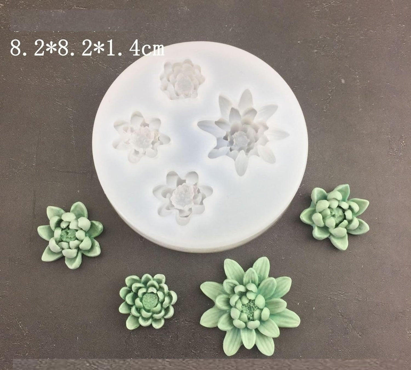 5 Cavity Succulent Flower Silicone Mold | Mini Floral Wax Soap Candle Mold 8.3cm Round