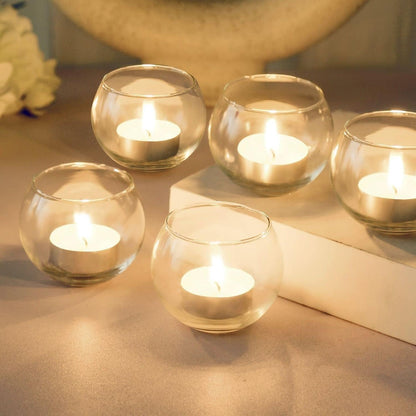 Glass Tealight Candle Holders Decorative Items for Home Christmas and Diwali  (Clear)