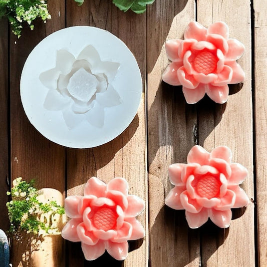 3D lotus flower silicone mold for floral candles, resin art, and decorative crafts