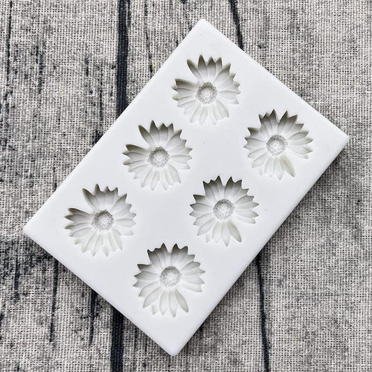 Bloom Creations daisy flower 6-cavity silicone mold for cake, fondant, candle, and resin