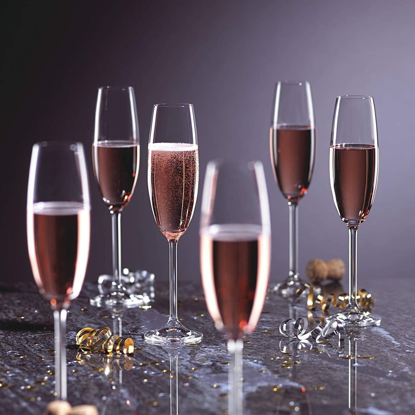 Champion Glass Set of 6 — Imported Tall Champagne Glasses (Candle & Bar)