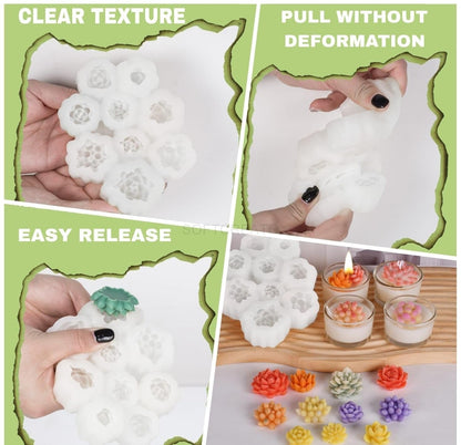 Bloom Creations Succulent Silicone Mold for Candle Making, Soap Crafting, Resin Art & DIY Projects, Flexible Reusable Non-Stick Mould for Home Decor, Gifting & Artistic Creations