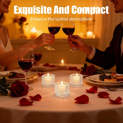Ribbed glass tealight holders in bathroom setting