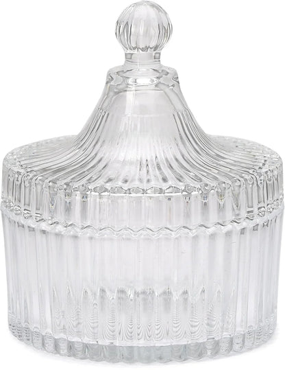 100ml Diamond-Cut Glass Christmas Candle Jar with Lid – Clear Candy Jar for DIY Wax Candle Making, Gifting, and Home Decor