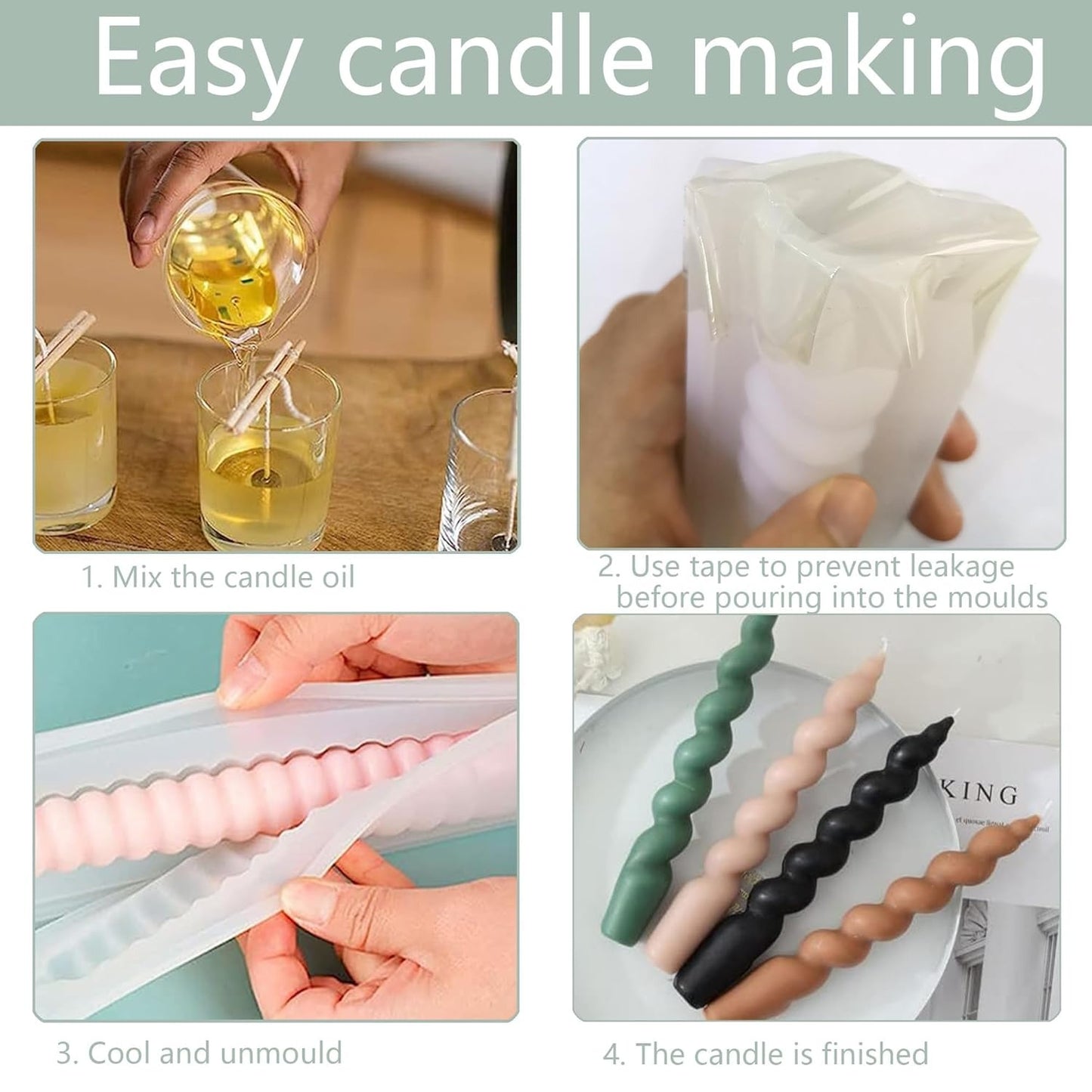 Pillar Candle Mould, Spiral Candle Making Moulds for DIY Handmade Candles, Soap Crafting, Art, Home Decor, Wedding Favours, White Column Shape