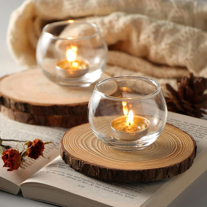 Glass Tealight Candle Holders Decorative Items for Home Christmas and Diwali  (Clear)