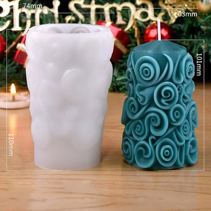 Wave rotation spiral silicone candle mold for cylinder pillar candles and resin