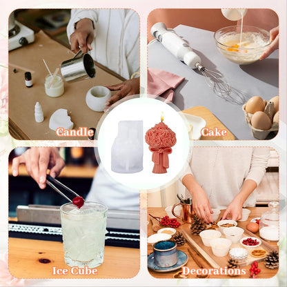 Flower Bouquet Silicone Candle Mold | 3D Wedding Floral Pillar Wax Mold 9.7cm