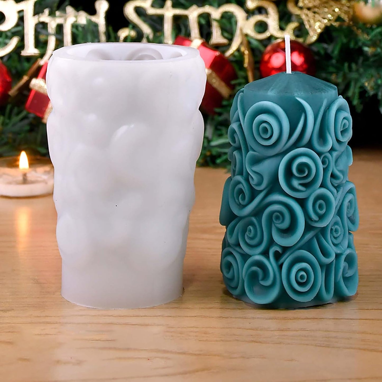 Wave Spiral Silicone Candle Mould – Rotation Cylinder Resin Pillar Casting Mould