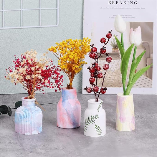 Striped Vase Silicone Mould – 3D Textured Concrete Clay Cement Resin Vase Mould