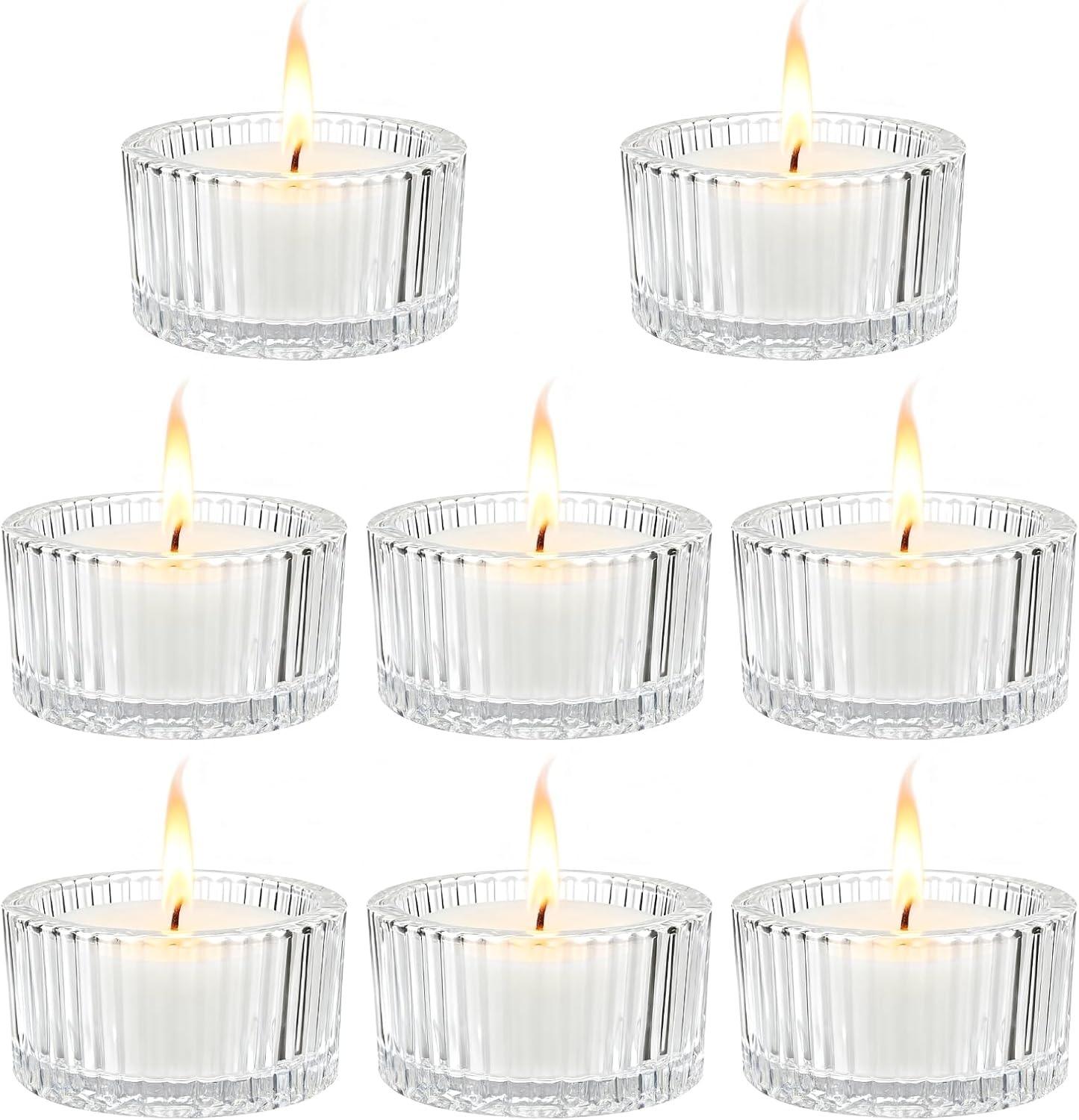 Ribbed glass tealight holders in cafe setting