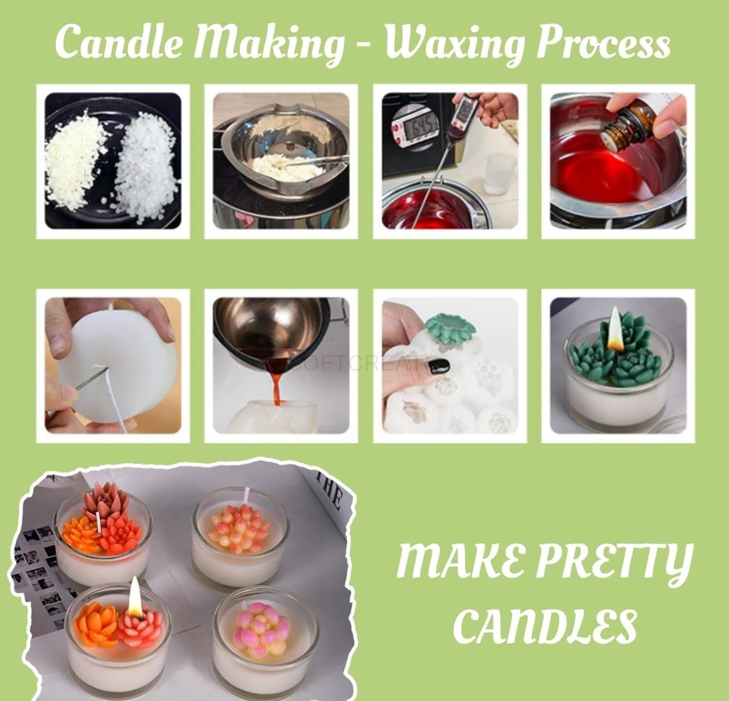 Bloom Creations Succulent Silicone Mold for Candle Making, Soap Crafting, Resin Art & DIY Projects, Flexible Reusable Non-Stick Mould for Home Decor, Gifting & Artistic Creations