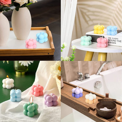 3D Bubble Candle Molds - 15 Cavity 4 Bubble Cube Silicone Mold for Candles Soap Making, Bubble Cake Mold for Baking Dessert Mousse Cake Jelly Ice Cream (Pack of 1)
