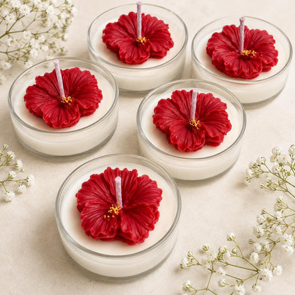 Decorative floral candles made with flower-shaped molds