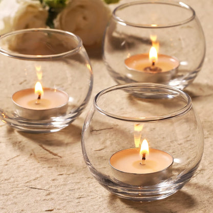 Glass Tealight Candle Holders Decorative Items for Home Christmas and Diwali  (Clear)