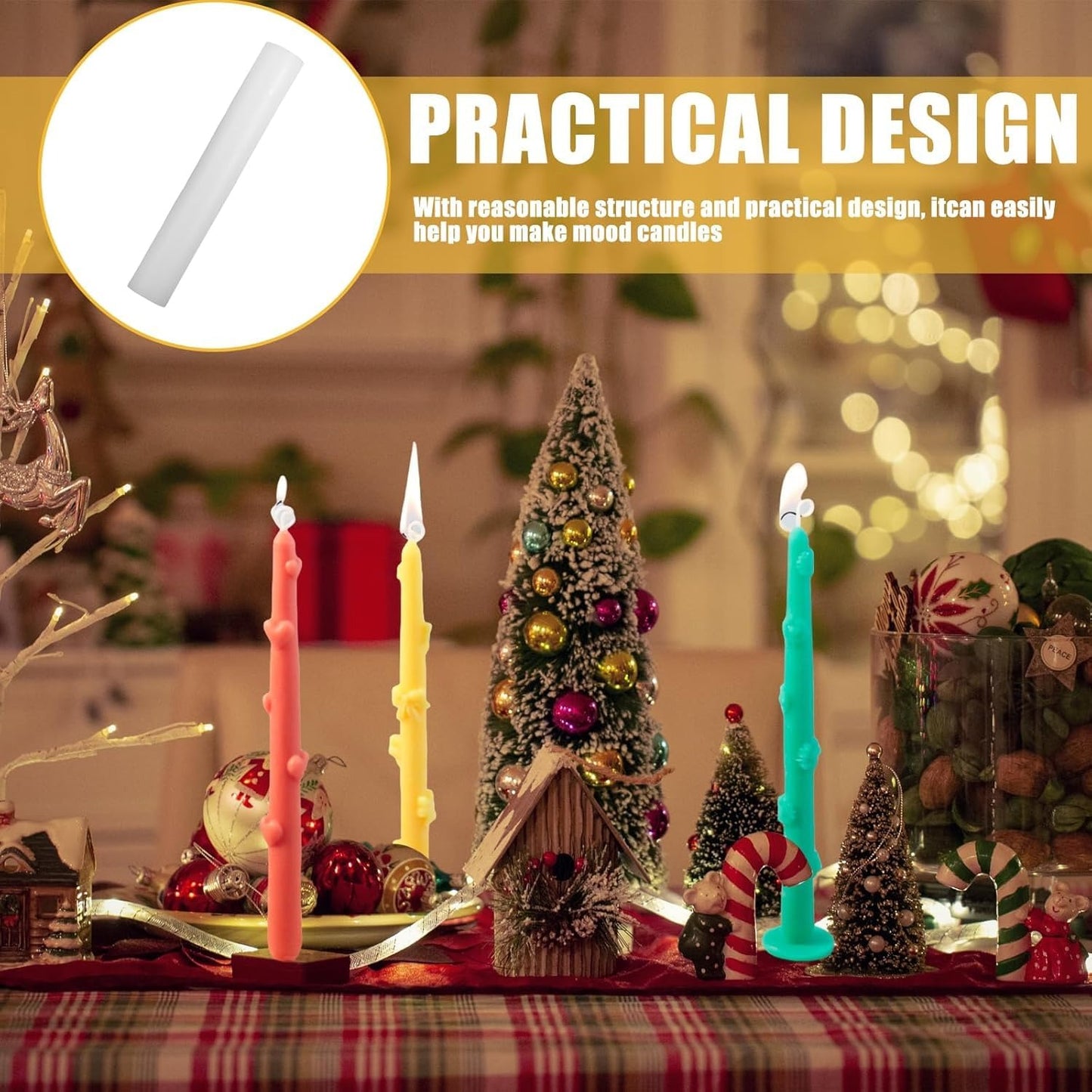 Bow Cylinder Stick Candle Mould — finished candle | Bloom Creations India