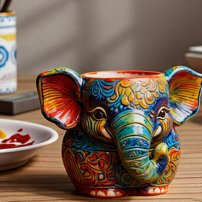 Elephant Silicone Mold | 10cm Mandala Pattern Candle Wax Planter Brush Holder