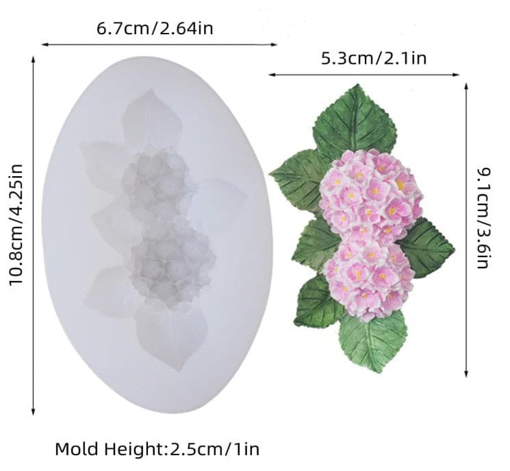Hydrangea flower silicone mold for floral candles and decorative crafts
