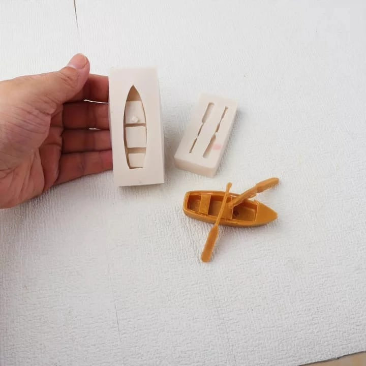 3D boat and canoe with oars silicone mold set for decorative candles and resin
