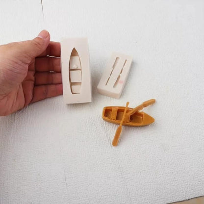 3D boat and canoe with oars silicone mold set for decorative candles and resin