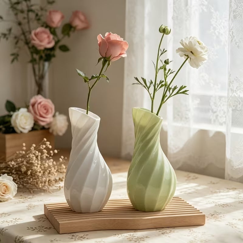 Twisted Spiral Flower Vase Silicone Mold — finished vase | Bloom Creations India