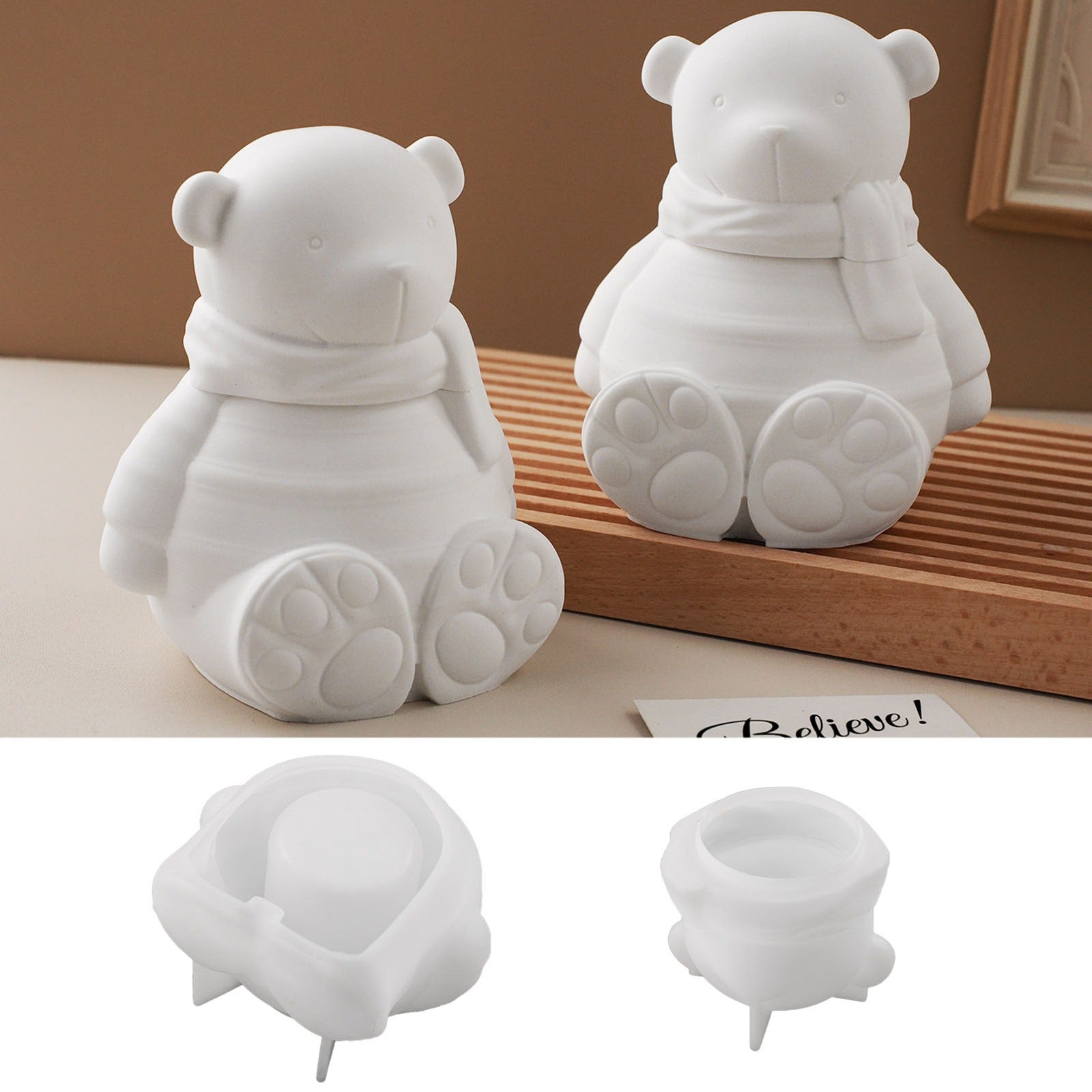 Bear-shaped silicone candle holder mold — for decorative figurines and handmade candles