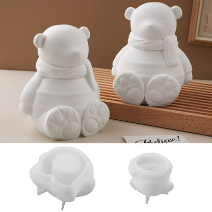 Bear-shaped silicone candle holder mold — for decorative figurines and handmade candles