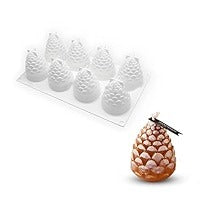 8-cavity pinecone tree silicone mold — close-up detail