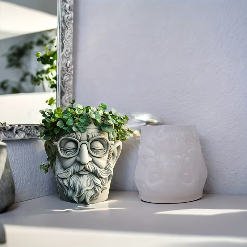 Head Planter Silicone Mold | 8.5cm Face Flower Pot Mold for Resin, Cement, Gypsum, Succulents