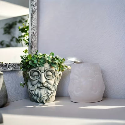 Head Planter Silicone Mold | 8.5cm Face Flower Pot Mold for Resin, Cement, Gypsum, Succulents