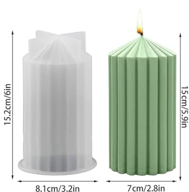 Geometric striped column B silicone candle mold for modern pillar candles
