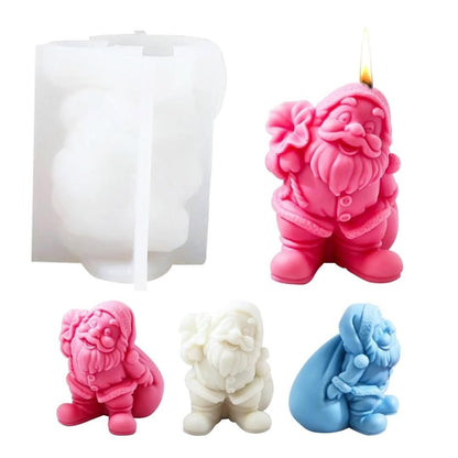 3D Santa Claus with Backpack Silicone Candle Mould — Christmas Theme Decorative Cast