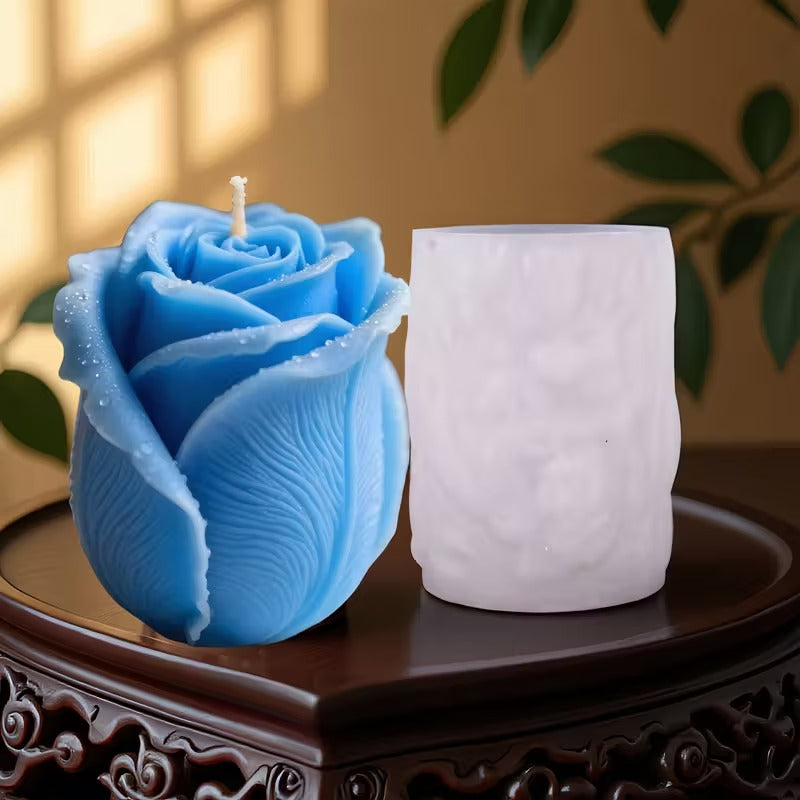 3D Rose Candle Silicone Mold ZW388 | Romantic Wax Pillar & Soap Mold 7.5cm