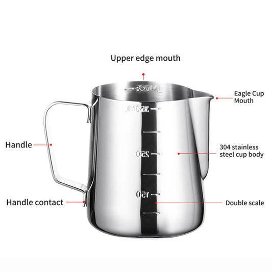 Bloom Creations 350ml stainless steel milk frothing pitcher — latte art barista jug