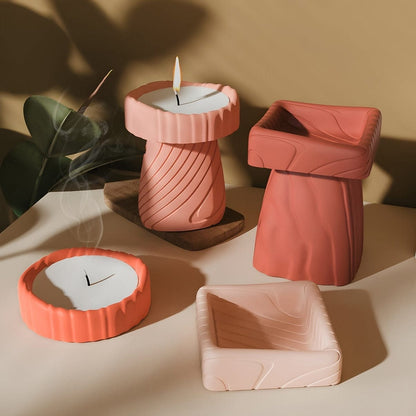 Striped Lines Texture Candle Holder Mould