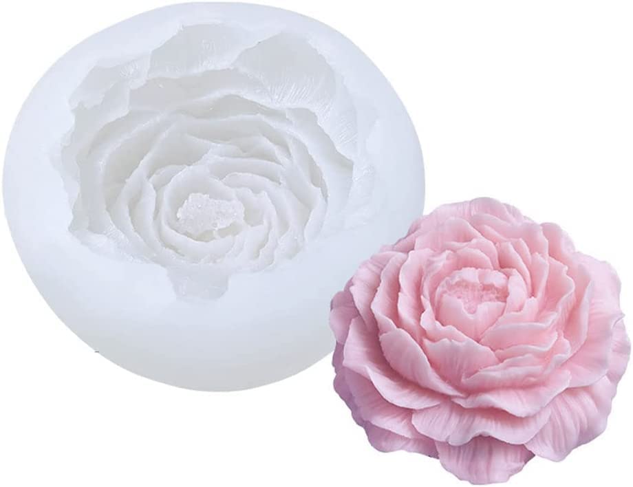 Peony Flower Shape Silicone Mold | 3D DIY Fondant Candle, Soap Mould | Molds for Making Cake Decoration, DIY Handmade soap, Jelly Sugar Chocolate | Bakeware Molds - 1 Cavity