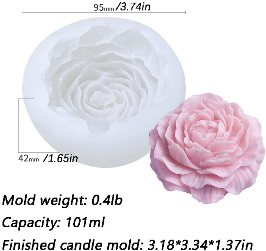 Peony Flower Shape Silicone Mold | 3D DIY Fondant Candle, Soap Mould | Molds for Making Cake Decoration, DIY Handmade soap, Jelly Sugar Chocolate | Bakeware Molds - 1 Cavity