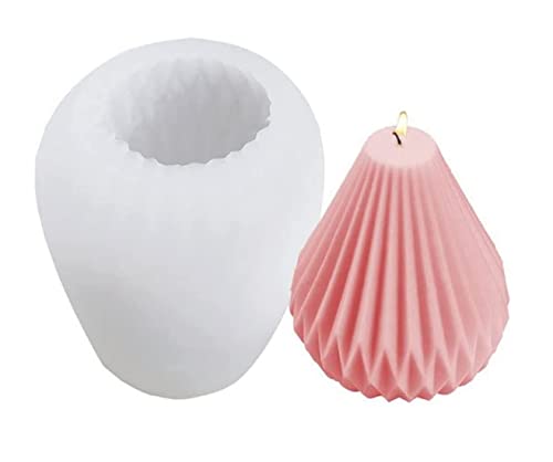 Pear Shape Candle Mold I 3D Silicone Striped Tapered Geometric Epoxy Mould