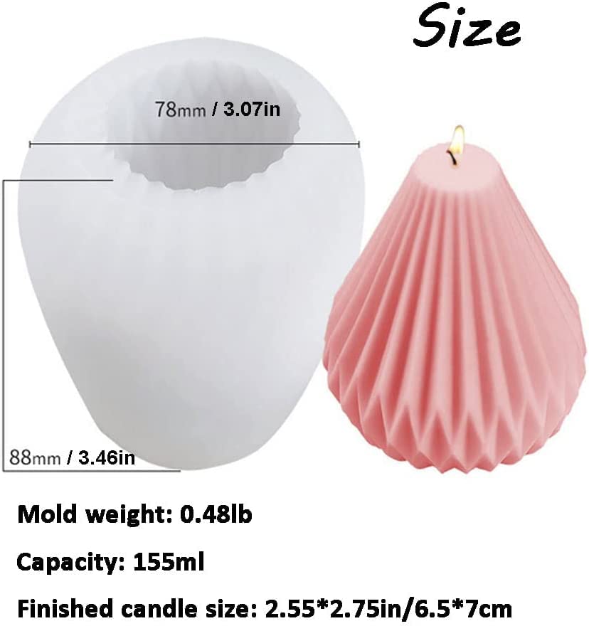 Pear Shape Candle Mold I 3D Silicone Striped Tapered Geometric Epoxy Mould