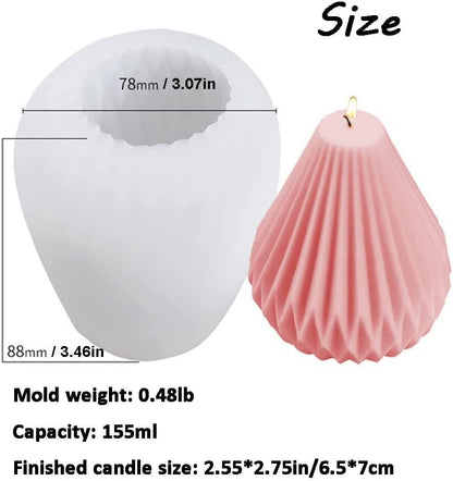 Pear Shape Candle Mold I 3D Silicone Striped Tapered Geometric Epoxy Mould