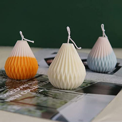 Pear Shape Candle Mold I 3D Silicone Striped Tapered Geometric Epoxy Mould