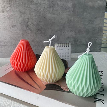 Pear Shape Candle Mold I 3D Silicone Striped Tapered Geometric Epoxy Mould