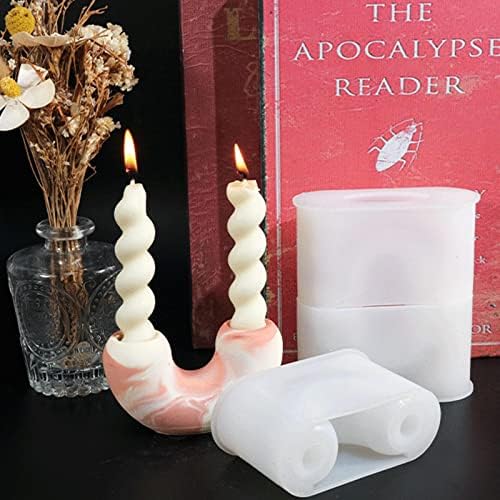 Candle Holder Mold, U Shaped Double Candlestick Stand Silicone Mold, Crystal Epoxy Candle Holder Mold, Candle Stick Molds for Candle Holder Making, for Home Decor