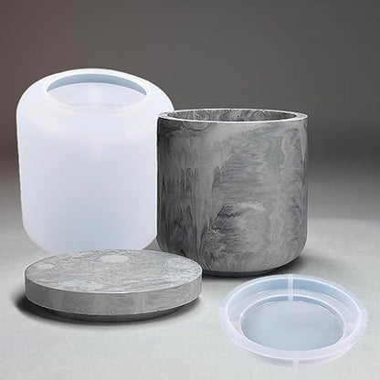Box Resin Molds I Concrete Round Long Silicone Epoxy Casting Mould with Lid I for DIY Handmade Necklace Earring Art Crafts Jewelry Storage Box Ring Trinket Container Decorations (Smooth)