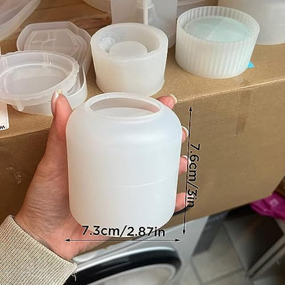 Box Resin Molds I Concrete Round Long Silicone Epoxy Casting Mould with Lid I for DIY Handmade Necklace Earring Art Crafts Jewelry Storage Box Ring Trinket Container Decorations (Smooth)
