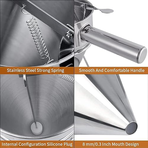 Pancake Batter Dispenser with Handle & Rack I Stainless Steel Octopus Ball Funnel I Heavy Duty Baking Tool I Maker for Cupcakes, Crepes, Muffin, Waffles, Chocolate balls or Any Baked Goods