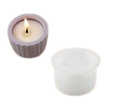 Candle Cup Cement Mold I Mini Size Concrete Striped Silicone Epoxy Casting Candlestick Mould