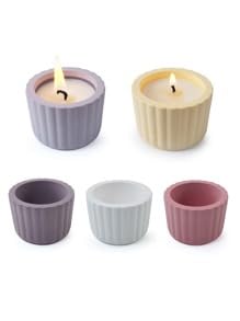 Candle Cup Cement Mold I Mini Size Concrete Striped Silicone Epoxy Casting Candlestick Mould