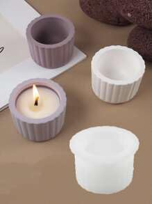 Candle Cup Cement Mold I Mini Size Concrete Striped Silicone Epoxy Casting Candlestick Mould